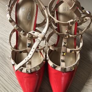 Mix No. 6 Red and Tan Studded Heels